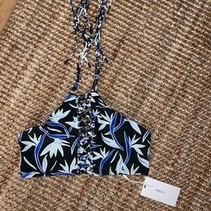 Mikoh West Oz Crochet High-Neck Bikini Top in Bird of Paradise NWT